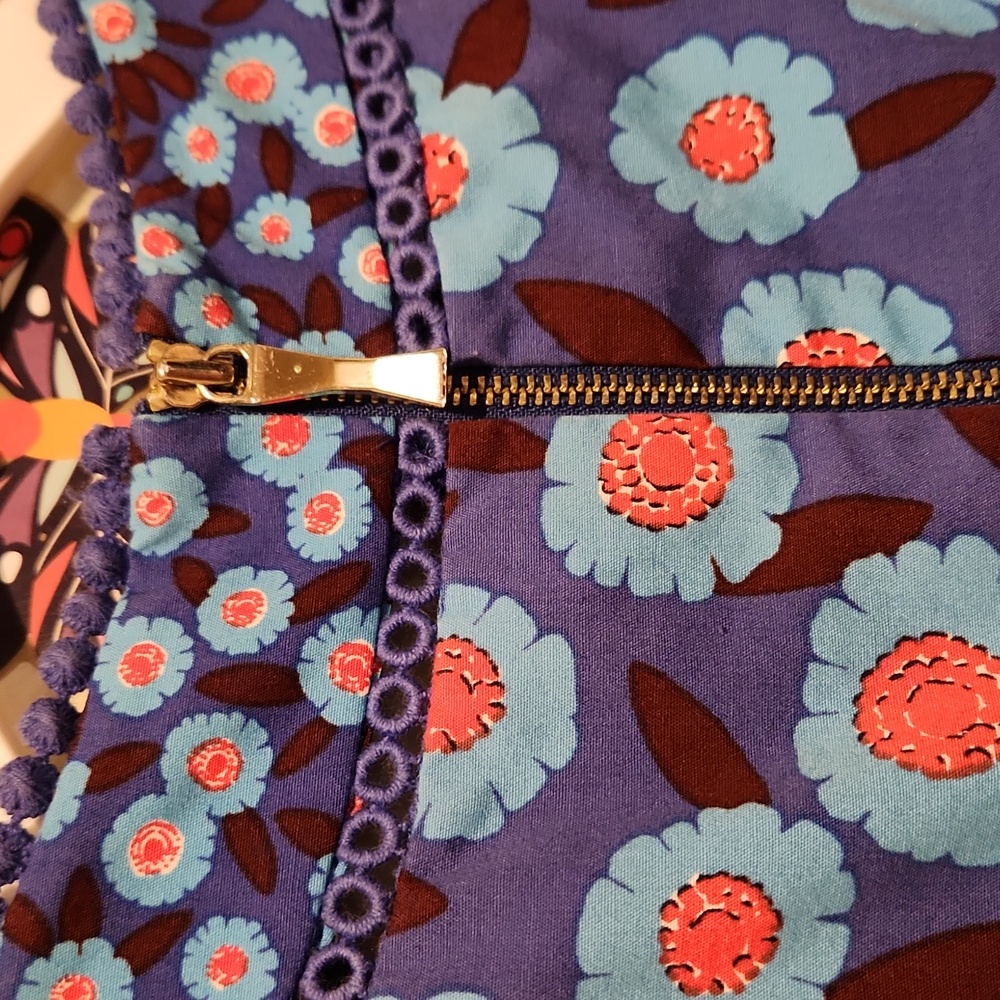 kate spade Blue Mixed Floral Sleeveless Fit-and-Flare Dress - Picture 15 of 16
